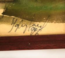 Igaly József (1905-1980): Kertes ház. Akvarell, papír, jelzett, üvegezett keretben, 35×46 cm