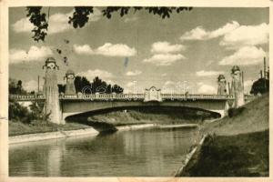 Temesvár, Timisoara; Bega részlet, Korona híd / river detail, bridge (b)