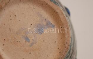 Bod Éva (1924-2004): Váza, csurgatott mázas kerámia, jelzett, hibátlan, m:19 cm