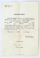 1944 Zsidótörvény alóli mentesítő okirat.