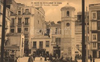 Castellammare di Stabia, Calata del Mercato, Fabrica di Biscotti, Orologio / market place, the confectionery shop of F. Riccardi