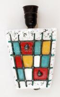 Retro fali lámpa, festett mázas kerámia, jelzés nélkül, apró máz hibával,  17×14 cm