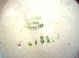 Gránit kerámia tál apró máz hibákkal, jelzett, 17x7cm