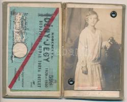 1930 Korcsolya idény-jegy, Budapesti (Budai) Torna Egylet, arcképes igazolvány, 11x7cm