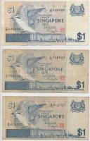 Szingapúr 1976. 1$ (3x) T:III Singapore 1976. 1 Dollar (3x) C:F