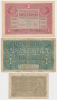 Románia / Német megszállás 1917. 25b + 1L + Magyarország 1917. 2K mindhárom román felülbélyegzéssel ...