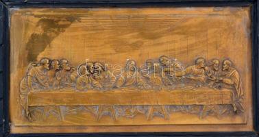 Jelzés nélkül: Utolsó vacsora falikép. Réz lemez, keretben, 16×31 cm