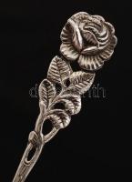 Ezüst, rózsás kanál és villa, Ag., 29,1gr., jelzett, 12cm /Silver spoons and forks, Ag. 29,1gr., Sig...