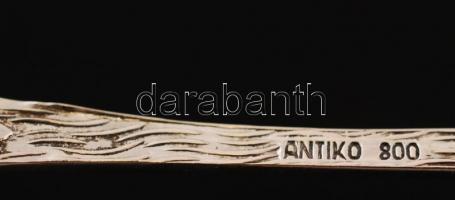 Ezüst, rózsás kanál és villa, Ag., 29,1gr., jelzett, 12cm /Silver spoons and forks, Ag. 29,1gr., Sig...