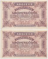 1946. 10db-os vegyes magyar adópengő bankjegy tétel, közte fordított címeres és sorszámos is T:vegye...