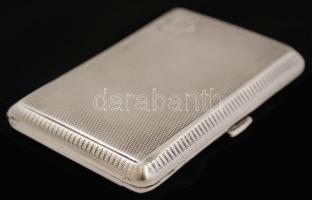 Ezüst cigarettadoboz, monogramos, Ag., 78,9gr., jelzett, 7,5x5cm/ Silver cigarette box, monogrammed, Ag. 78,9gr., Marked, 7,5x5cm