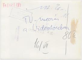 cca 1971 TV meózás a Videotonban. Papp Jenő felvétele, hátoldalán pecséttel jelzett. 18x13 cm