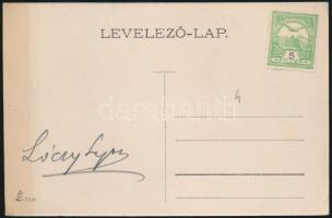 Lóczy Lajos (1849-1920) magyar geológus, geográfus, egyetemi tanár, az Magyar Tudományos Akadémia tagjának aláírása  (Bihorfüred-Szerenádesés) képeslapon, 9x13cm