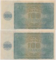 Független Horvát Állam 1941. 100K (5x) közte 3+2 sorszámkövető T:I-
Independent State of Croatia 19...