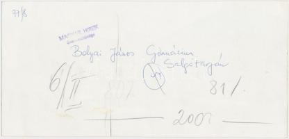 cca 1975 A salgótarjáni Bolyai János gimnázium. Hátoldalon pecsét. 24,5x11,5 cm