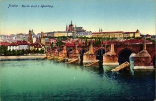 Praha, Prag; Karluv most a Hradcany / bridge, castle district