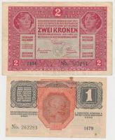 1916. 1K + 1917. 2K mindkettő "Bács-Bodrog Vármegye Ada község 1904" felülbélyegzéssel T:I...