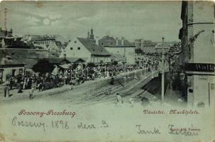 1898 Pozsony, Pressburg, Bratislava; Vásár tér, piac, Kórház utca / market square, street (EK)