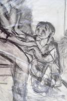 Pór jelzéssel: Anyák napján. Szén, papír, 58×39 cm