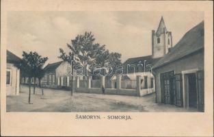 Somorja, Samorin, Samoryn; templom, tér, kiadja Kranzinger / church, square (ázott / wet damage)