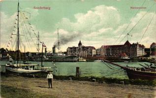 Sonderborg, Sonderburg; Marinestation / port, ships