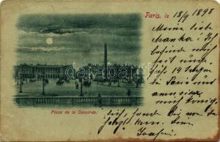 1898 Paris, Place de la Concorde / square, at night (EM)