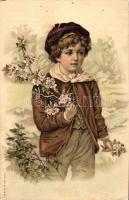 Boy with flowers, A & M.B. No. 470. litho (EK)