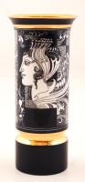 Hollóházi Szász Endre által tervezett porcelán váza, matricás, hibátlan, jelzett, m: 20 cm