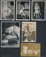 Gyerekek játékokkal, 9 db vegyes korszakokból származó fotó, 8x6 és 14x10 cm közötti méretekben