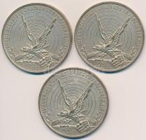 1935. "Turul Szövetség Országos Lövészversenyei" 3db ezüstözött fém díjérem. Szign.: ME (39,5mm) T:2