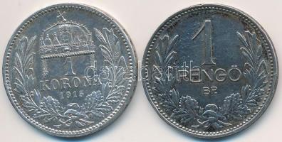 1915KB 1K Ag "Ferenc József" + 1938. 1P Ag T:2 kis ph