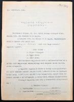 1945 Hagyaték tárgyalási jegyzőkönyv 100 x 20Pengő törvénykezési illetékbélyeggel