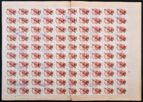 1945 Hagyaték tárgyalási jegyzőkönyv 100 x 20Pengő törvénykezési illetékbélyeggel