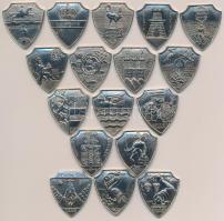 17db fém jelvény klf magyar megyékkel + Pécs városával (29x26mm) T:2
