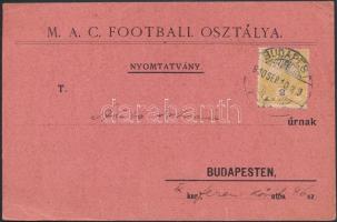 1910 Az M.A.C. Football Osztályának meghívó kártyája a margitszigeti pályára, rajta a kapitány aláír...
