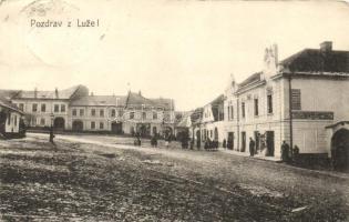 Luze, Namestí, nakl. Fr. Jelinek / main square, Frantisek Jelinek's shop