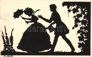 Silhouette M. Behrens, Verlag August Röckl - 3 unused art postcards