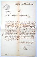 1852 Hivatalos levél a kerületi rendőrkapitányságról, Óbudáról.