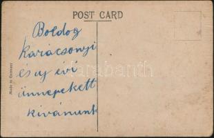 4 db érdekes, régi grafikai képeslap vegyes minőségben /  4 interesting pre-1945 art postcards, mixe...