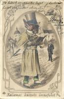 15 db érdekes, régi grafikai képeslap vegyes minőségben /  15 interesting pre-1945 art postcards, mi...