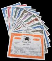 Amerikai Egyesült Államok 1964-1976. 10db klf részvény perforációval, bélyegzésekkel, lyukasztással ...