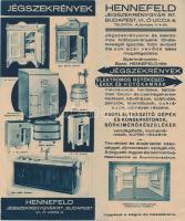 cca 1920-1930 Fridrich Géza Jégszekrénykészítő Üzemének és a Hennefeld Jégszekrénygyár Rt. képekkel illusztrált szórólapja