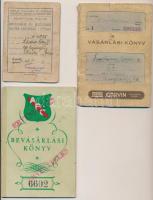1932-48 Vegyes okmány tétel, 5db, benne tanulmányi éretsítő, vásárlási könyv, stb., különböző méretben és minőségben