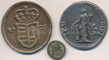 3db-os kis replika tétel, benne 1705. XX Poltura, II. Béla denár T:2,2-,3