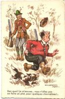 Humourous French hunting postcard s: Chaperon Jean