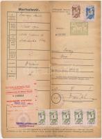 1944-50 Marhalevél, 2db+ a zirci bíróság jegyzőkönyve, 2db, klf. okmánybélyegeekkel