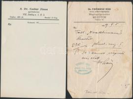 1939-1942 4 db különböző orvosi recept(Budapest, Mezőtúr, Szolnok, Törökszentmiklós)