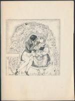 Biczó Tamás grafikáinak nyomata, 3 db, jelzettek a nyomaton, 8x8 cm