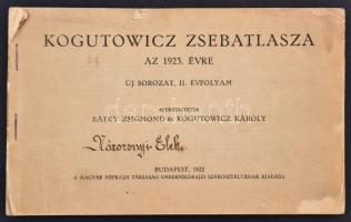 1923 Kogutowicz zsebatlasza. Bp., Magyar Néprajzi Társaság Emberföldrajzi Szakosztályának kiadása. a hátoldal fedőborító hiányzik,  pp.:112, 13x22cm