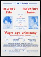 1966 A "Végre egy úriasszony" énekes, zenés, táncos vígjáték plakátja, hajtott, 36x25 cm